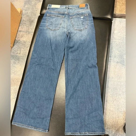 AE Dreamy Drape Stretch Curvy Ripped Super High-Waisted Baggy Wide-Leg Jean - Picture 6 of 6